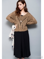 ケーブルメッシュニット/ベージュ