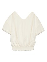 バックリボン半袖ブラウス/BLK