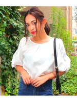 【chille anap】袖リボンジョーゼットトップス/PK