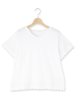 袖裾レースプルオーバー/ホワイト(001)