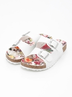 2バックルフラワーサンダル/クロ