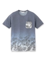 グラデーショントロピカル柄ポケTシャツ/チャコールグレー(114)
