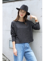 【AZUL by moussy】ニットソーミックスDショル長袖プルオーバー/柄ORG