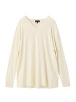 [S]セミAラインVネックニット/ホワイト系(002)