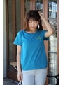 【AZUL by moussy】26/-CVC天竺オルテガラベルT/GRN