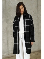 【AZUL by moussy】チェックジャガード長袖コーディガン/柄WHT