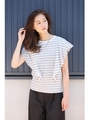 【AZUL by moussy】ラッフルボーダー半袖プルオーバー/柄T.GRY