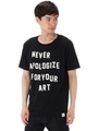 【AZUL by moussy】NEVER4段合皮ロゴクルーネック半袖T/BLK