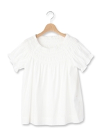 シャーリングギャザーブラウス/ホワイト系(002)