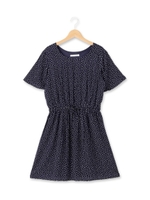 スクエアドット柄フレアワンピース/ネイビー(293)