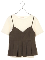 フェイクスウェードキャミソール+Tシャツセット/ベージュ