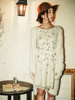 フェザーニットロングカーディガン/オフホワイト