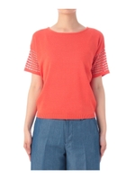 袖ラメボーダーニット/オレンジ(067)