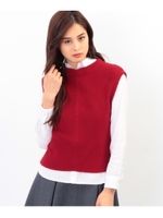 編み地切り替えニットベスト/ボルドー(064)