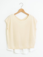 Jシフォンレイヤードフレンチスリーブニット/ブラウン