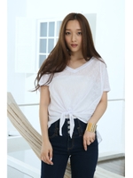 【AZUL by moussy】スラブバックテールドルマン半袖プルオーバー/O/WHT