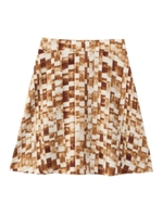 ジオメトリック柄プリーツスカート/サンドベージュ(153)