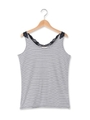 バックレースナローボーダータンクトップ/グレー(312)