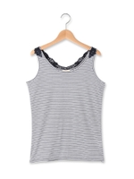 バックレースナローボーダータンクトップ/グレー(312)