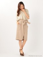フェイクスエードラップスカート◆/ベージュ