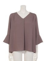 フレアスリーブブラウス/ボルドー