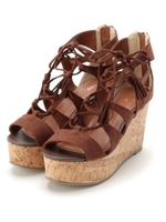 レースアップコルクウェッジソール/ブラウン(642)