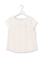 レース切り替えブラウス/ネイビー(093)