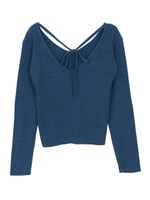 BACKオープンラメニットTOPS/ブラック