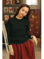 【AZUL by moussy】12G2Pリブクルー長袖プルオーバー/BLK