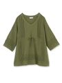 コットンニットチュニック/カーキ(027)