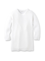 強撚コットンリンクス 7分丈スリーブニット/オリーブグリーン(026)