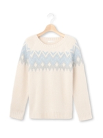 異素材ジャガードPOプルオーバニット/サックス(890)