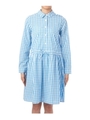 チェック柄シャツワンピースワンピース/ライトブルー(291)