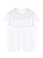 ヨークチュールフリルトップス/ホワイト