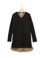 畦編みVネックワンピース/ブラウン(042)