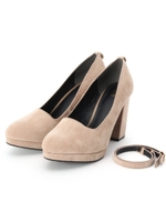 2WAY ベロア調ヒールパンプス/ベージュ(652)