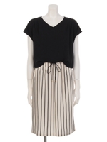 ストライプスカートドッキングワンピース/ネイビー