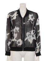 【chille anap】花柄シフォンブルゾン/BK