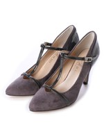 【V-SEVEN TWELVE THIRTY】Tストラップパンプス/グレー