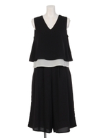 【Shelly island】レイヤード風ジョーゼットセットアップ/ブラウン