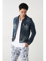 【AZUL by moussy】ドビーデニムフェイクファスナーGジャン/D/BLU