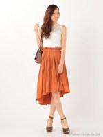 【steady.9月号掲載】ベルト付きプリーツスカート/オレンジ