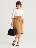 リボン付Iラインスカート/カーキグリーン