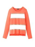 ワイドボーダーニットプルオーバー/ピンク(372)