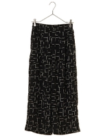 幾何柄ワイドパンツ/ブラック