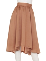 サテン前後ヘムスカート/オレンジ