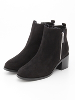 【abcdevol】サイドジップインファーショートブーツ/ブラックスエード