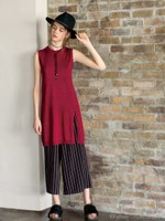 スリットノースリーニットチュニック/ブラック