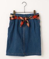 スカーフベルト付きデニムタイトスカート