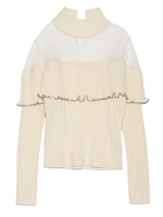 フリル切替タートルニット/BLK